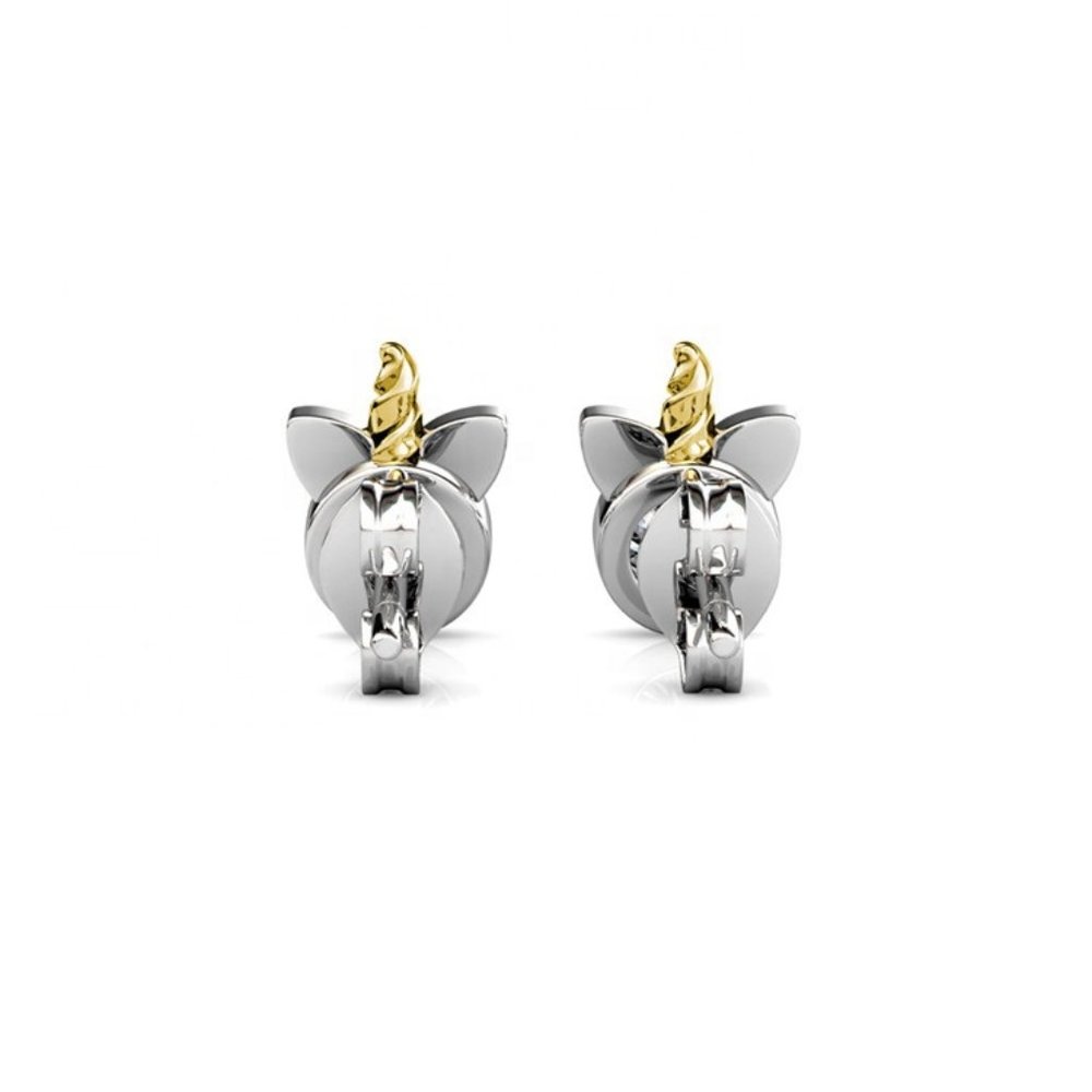 Unicorn Swarovski Crystal Stud Earrings 18K White Gold Plating - Picture 6 of 9